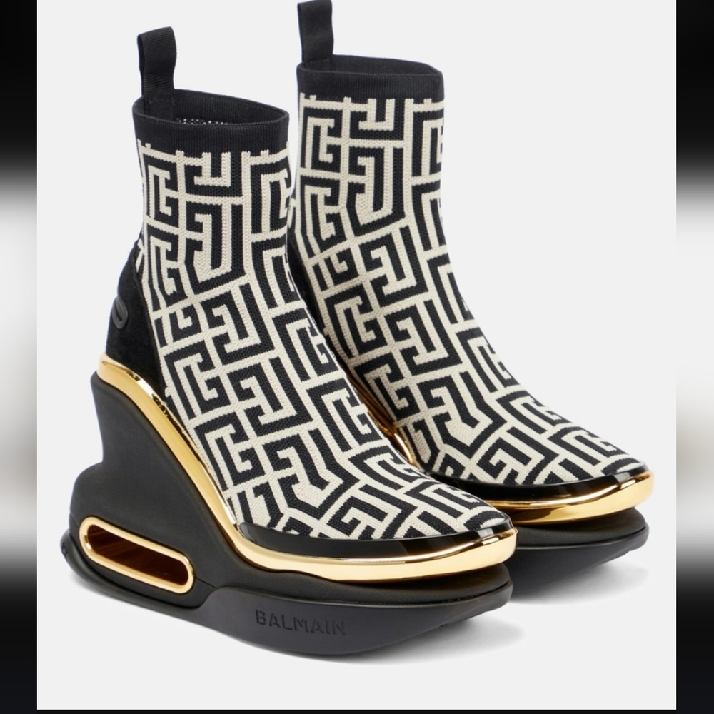 NWOB Balmain B Bold  Wedge Sock Sneakers Size 5
